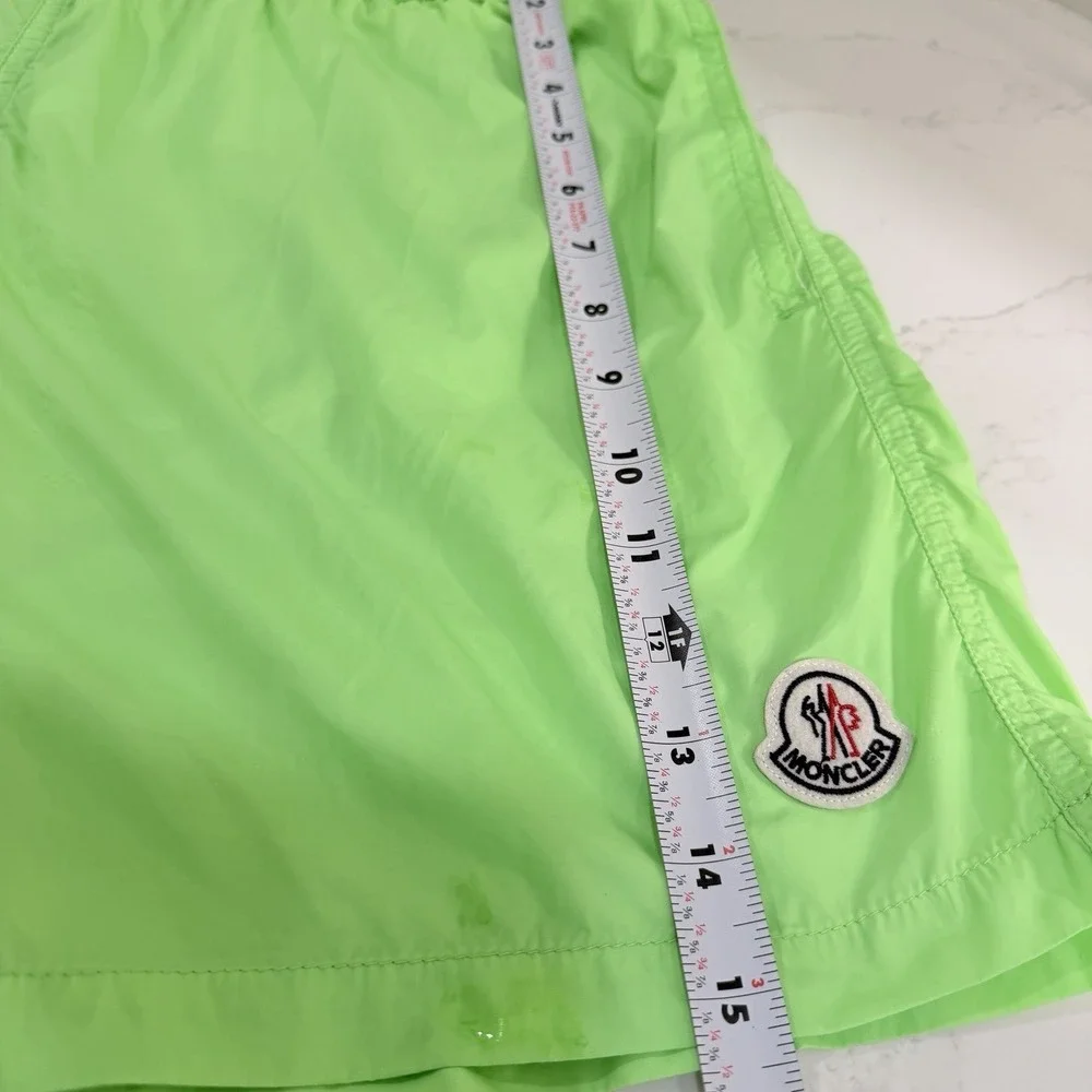 Moncler Boxer Mare Swim Shorts Neon Green Logo Patch Mesh Lined XXL